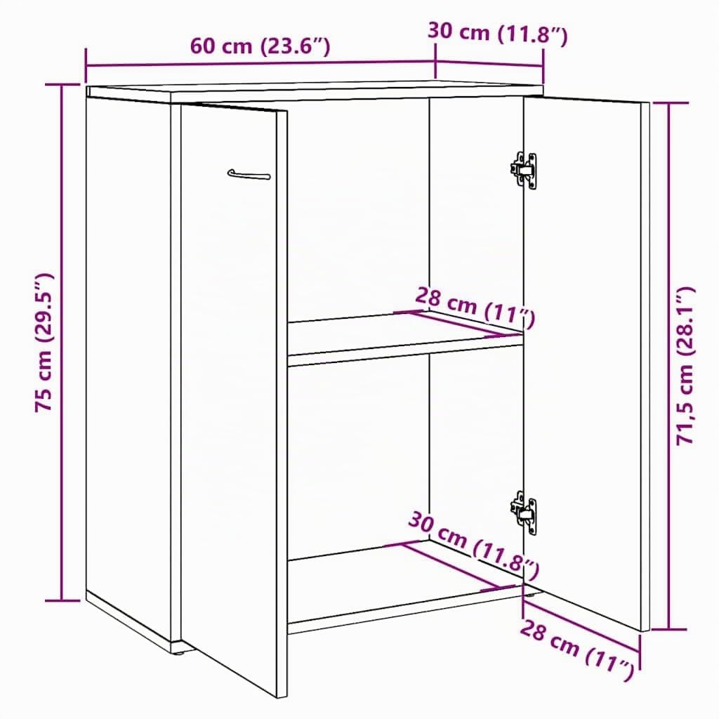 vidaXL Sideboard Altholz-Optik 60x30x75 cm Holzwerkstoff