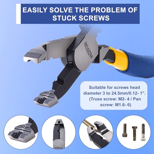 VAZIOYAR Multi-Function Screw Extractor Pliers, Non-Slip Screw Removal Tool, Extracts Stripped, Broken, Rusted Screws, Screw Pliers for Tightening, Loosening and Gripping Nuts and Bolts，Wire pliers thumbnail 4