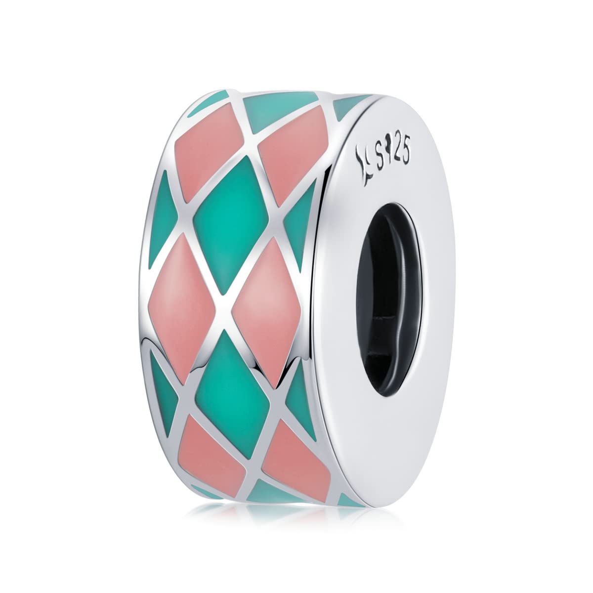 Bouchon d'espacement argent 925 silicone breloque style perle - 8