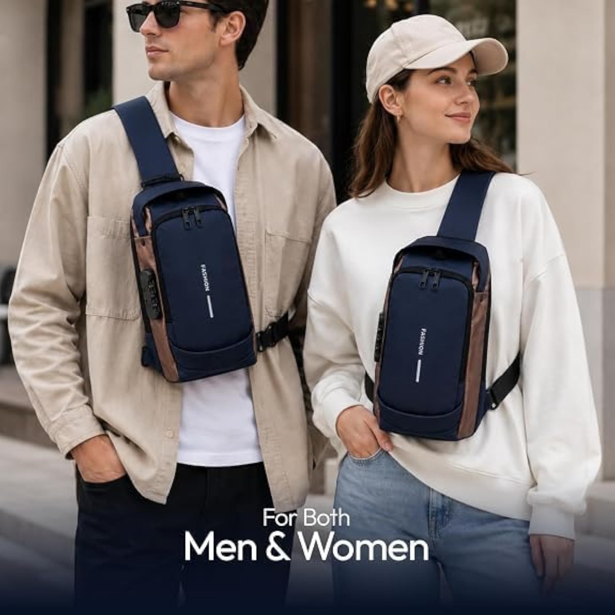 Waterproof Anti-Theft Sling Bag with USB Charging Port