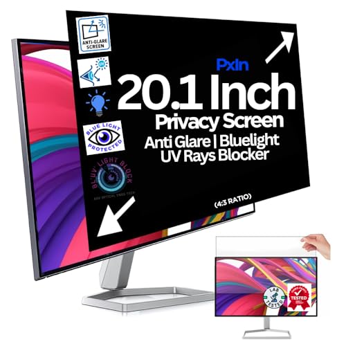 Image of Pxin 20.1 Inch (4:3) Monitor Privacy Screen Filter | No Eye Strain | Anti-Glare & Blue-Light UV, Anti Scratch