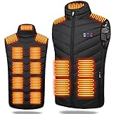 Beheizbare Weste, USB Elektrische Heizweste für Herren Damen mit 15 Beheizte Zonen Wärmeweste mit 3 Stufen Temperatur & 3 Bedientasten Winter Wärmende Gilet für Outdoor Motorrad Camping Jagd Skifahren