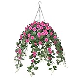 INXUGAO Artificial Flower in Hanging Basket for Outdoor/Indoor, Fake Silk Flower with 12 inch Coconu