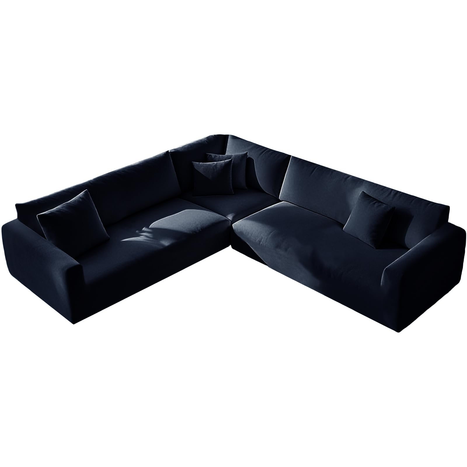 KYJSW L Shape Corner Sofa Cover Stretch Velvet Sectional Couch Covers 1/5/6/7 Seater Sofa Slipcovers Soft Non-Slip Furniture Protector (Navy blue,7 Seat-3C3 3 PCS)