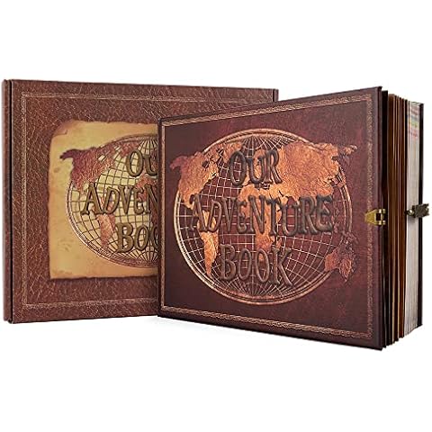 Scrapbook Photo Album,Our Adventure Book Scrapbook with 180 Pages Embossed Words Hard Cover Travel Scrapbook for Anniversary,Valentines' gifts, Wedding, Travelling, Baby etc (Adventure Book) Cover