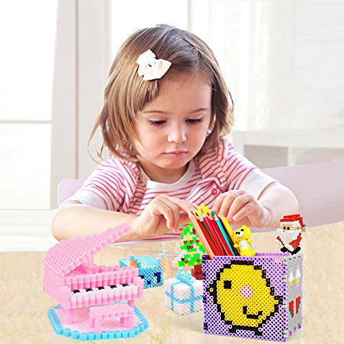 VICOVI 6600+pcs Fuse Beads Kit, Melty Fusion Beads Arts & Crafts Set Include 4600+ Perler Beads in 24 Colors & 2000+ in Mix, Pegboards, Ironing Papers, Tweezers, for Kids DIY Birthday Gift