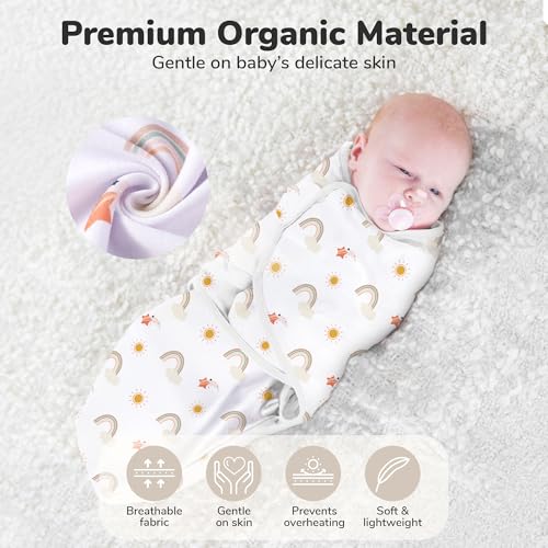 Image of Mama Cheetah Baby Swaddle Sack, Organic Cotton Swaddle Blanket, Adjustable Swaddle Sleep Sacks, Easy Swaddles for Boy Girl 0-3 Month, Baby Essentials, 3-Pack
