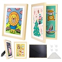 2-Pack Kids Artwork Display Frames Changeable, A4 Art Frames for Kids Art Storage, Multi Photo Frame with Stand 8.5x11 Front Opening, Childrens Artwork Display, Holds 150Pcs