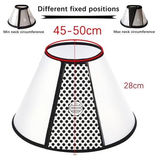 SUQ Haustier Kegel Einstellbar Halskrause, Halskrause für Haustiere, Haustiere Kunststoff Elisabethanischer Kragen Schutzkragen, Anti-Beißen Lecken Sicherheit Halsabdeckung (45-50cm, 100 Pfund+)