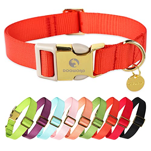 DOGWONG Nylon Dog Collar, Christmas Red Pet Collar Durable Adjustable Cute Dog Collar for Small Medium Large Dogs XL (40.7cm-66cm)