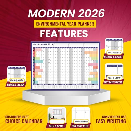 2026 Wall Planner A3 UK Wall Calendar 2026 Wall Planner A3 Yearly Calendar From Jan To Dec Office Home Weekends highlighted Folded With Extra Notes Space 29.7 x 42.0 CM - Image 4