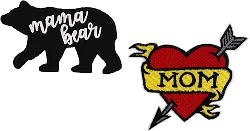 Valentines Day Mama Bear Mom Heart Tattoo Embroidered Iron On Patches
