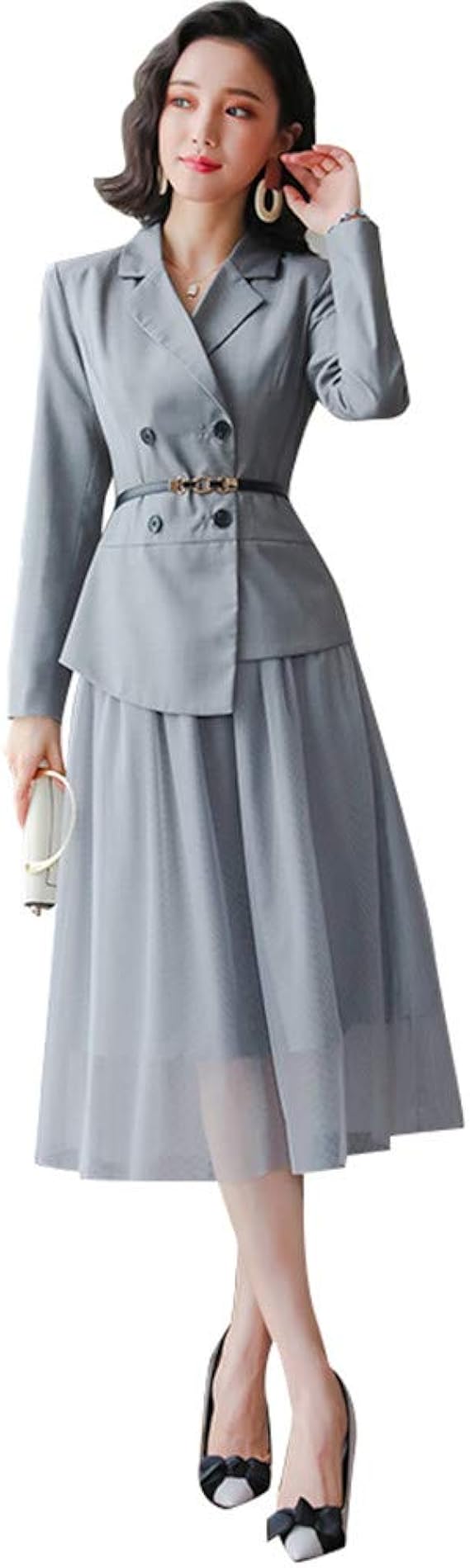 Amazon Jcstory ワンピーススーツ レディース スカートスーツ グレー洗える 2点セット ビジネススーツ卒園式 服装 ママ 入園式 入学式 卒業式 セレモニースーツ レディース L スカートスーツ 通販