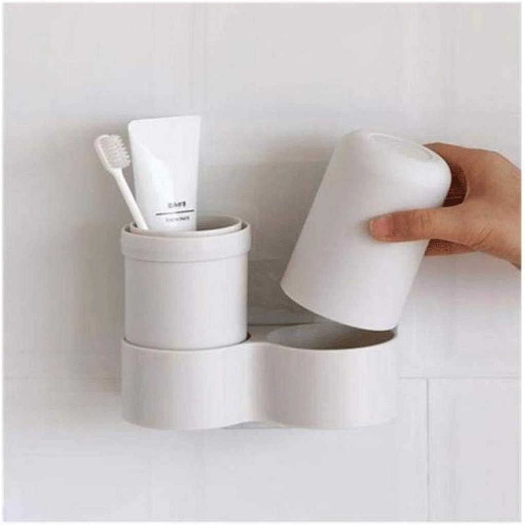 Toothbrush Cup Holder,Household Wall-Washing Set Tooth Bathroom Wall Hanging Wash Portable Travel Box(OneColor)