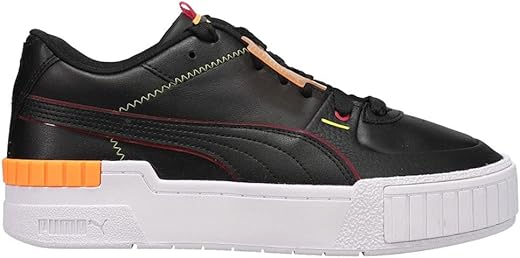 PUMA Cali Sport City Lights Women's Sneakers in Black/Beetroot Purple/Orange Glow, Size 6.5