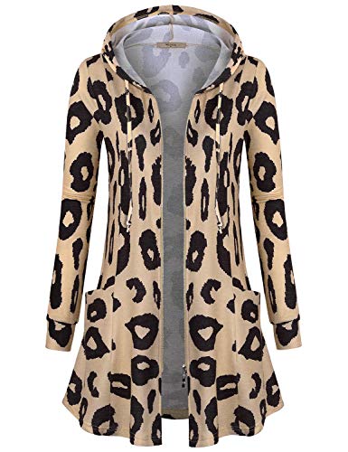 Miusey Leopard Jacket for Women,Juniors Zip Up Long Hoodies with Pocket Full Sleeve Trendy Tops Boutique Multicolor Pattern Printed Flattering Coat 2019 Designers Style Leopard M