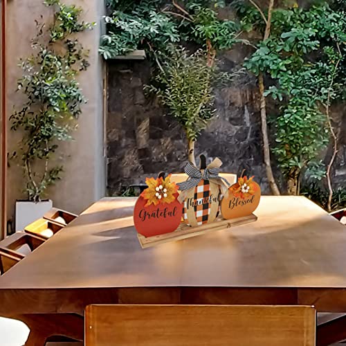 esur Fall Decorations for Home, Rustic Fall Tabletop Counter Decor, Thanksgiving Decor Gifts - Thankful Grateful Blessed - Image 4