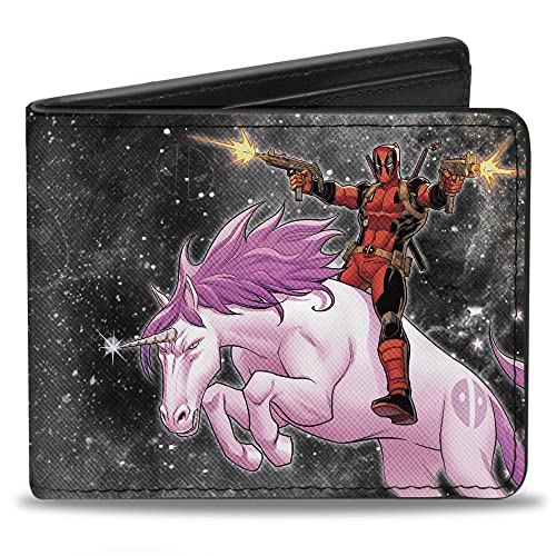 Buckle-Down mens Buckle-down Pu Bifold Bi Fold Wallet, Multicolor Unicorn, 4.0 x 3.5 US