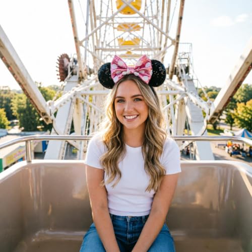 Image of DRESHOW Mouse Ears Bow Headbands Minnie Ears Headband Glitter Party Decoration Cosplay Costume for Women