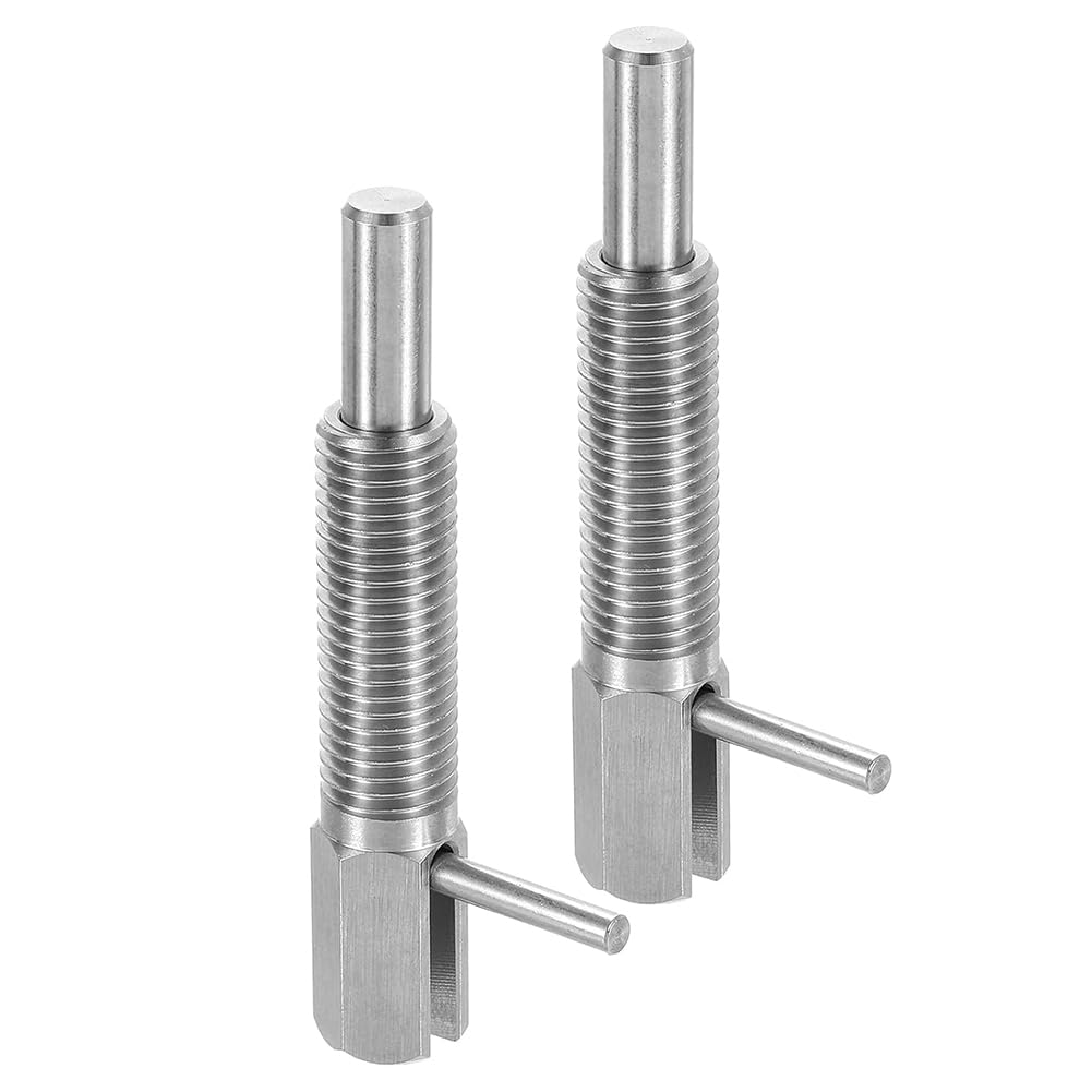Pomoflexi Stainless Steel Retractable Indexing Plunger Pin 2Pcs, M16 L Spring Plunger Spring Loaded Telescopic Locking Indexing Device