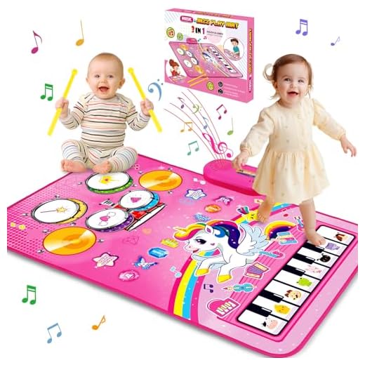 Toys for 1 Year Old Girl Gifts: Baby Musical Mat Toddler Toys Age 1-2 - 3 in 1 Piano Drum Animal Touch Unicorn Toys - Infant Music Toy 12-18 Months Babies Birthday Gifts for 1 2 3 Year Old Boys Girls
