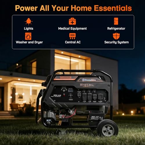 Generador doméstico Powerhive 13000 vatios Camping Exterior Emergencia Respaldo Open Frame 683cc Transferencia Listo, Gas, Propano y Gas Natural miniatura 2