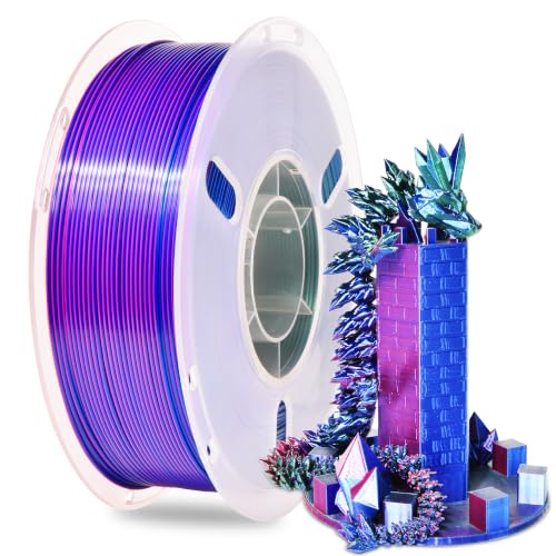 RAMBERY Silk Tri Color 3D Printer Filament 1.75mm, Triple Color Change by Angle, Silk Shiny PLA Filament Red-Blue-Green,