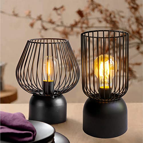 Qrf Battery Operated Lamp, Battery Powered Cordless Nightstand Lamp With Timer, Portable Metal Cage Night Light For Living Room Bedroom Dining Room Patio Hallway Entryway Indoors Outdoors #TOP7