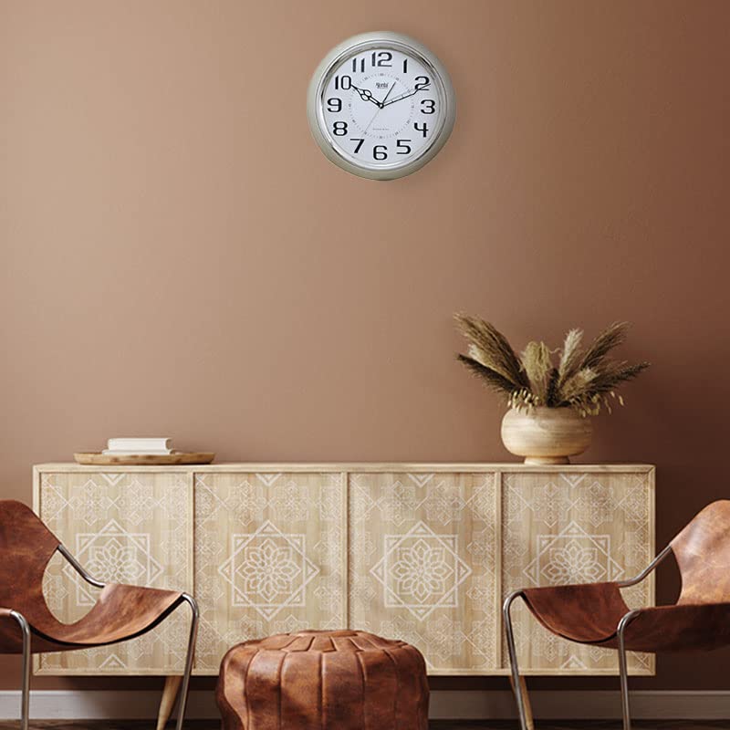 Image of Ajanta 3017 Large Wall Clock (15 Inch) - Silent Sweep Non-Ticking Movement - Stylish White Home Decor Clock for Living Room, Office