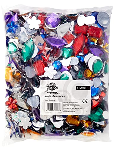 Creation Station 500 g Approximately 800 Acrylic Gemstones, Assorted Colours