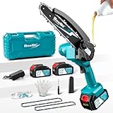 Seesii CH600+ Mini tronçonneuse sans fil de 15,2 cm avec 2 batteries haute capacité de 4000 mAh