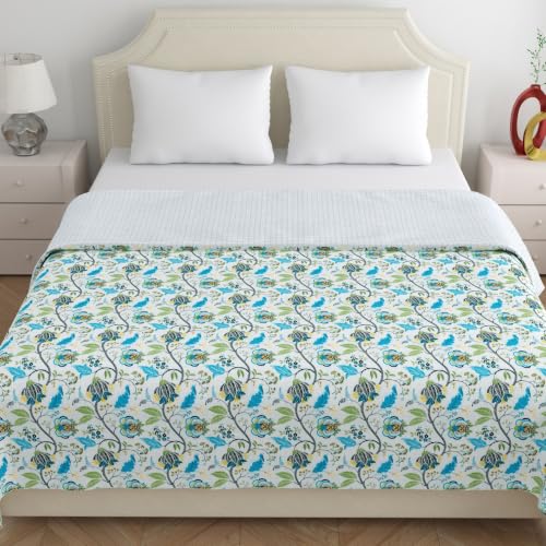 Image of Home Ecstasy 100% Cotton Mulmul Reversible Dohar for Double Bed 210 GSM (86 x 88 inches), Teal