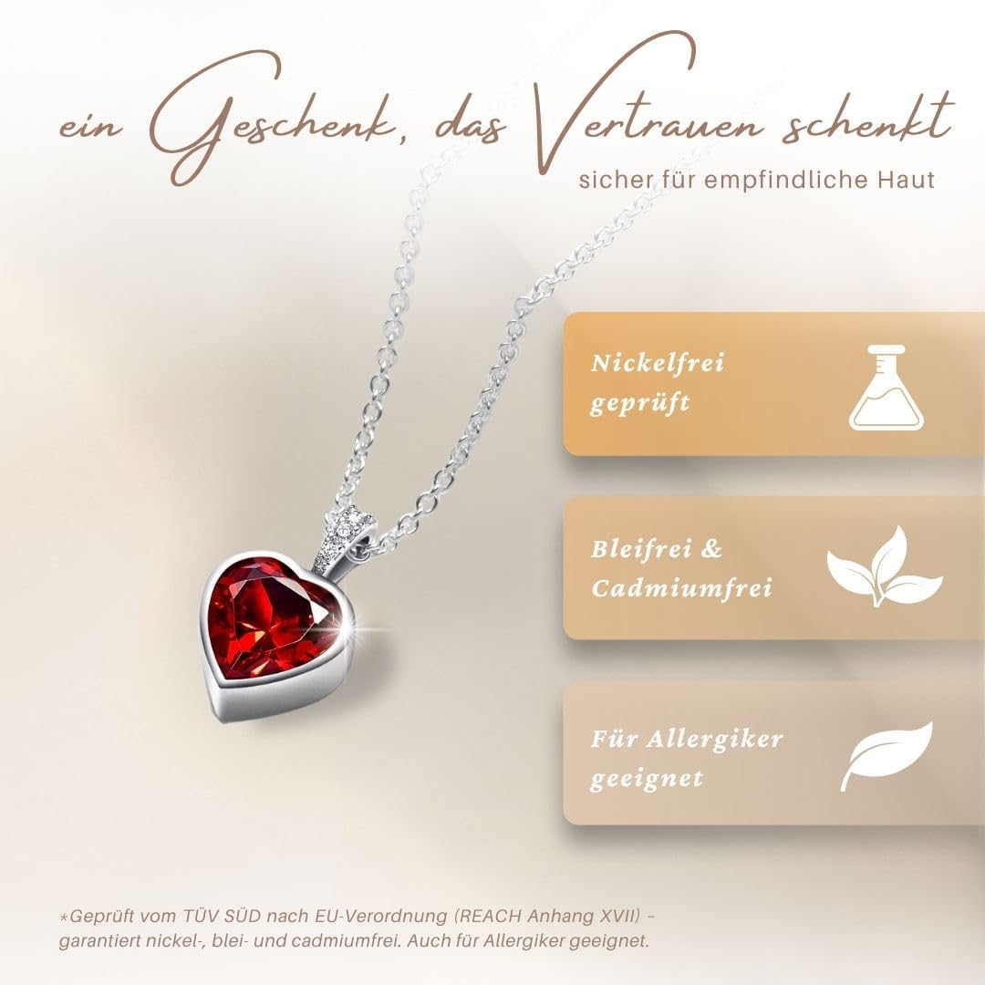Halskette Damen 925 Silber – Herzkette mit Zirkonia „Ich Liebe Dich“ | Silberkette mit Herz Anhänger – Geschenk für Freundin, Frau zum Geburtstag, Jahrestag & Hochzeitstag – Kette nickelfrei