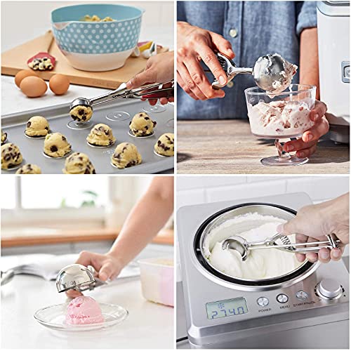 Image of Ice Cream Scoop, 3Pcs Cookie Scoop Set, Stainless Steel Ice Cream Scooper with Trigger Release, Large /Medium /Small Cookie Scooper for Baking, Cookie Scoops for Baking Set of 3 with Cookie Dough Scoop