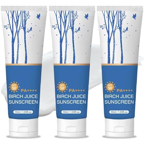 Jugo de abedul Hidratante de protector solar, SPF50+ Jugo de abedul coreano esencia hidratante Facre de sol, protección UV fuerte, cuidado de la piel coreano hidratante (3pcs)