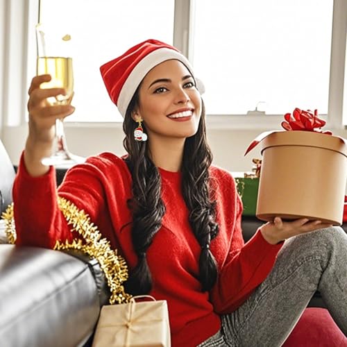 Christmas Earrings for Women Cute Holiday Dangle Drop Earring Christmas Tree Santa Claus Christmas Hat socks Bell Snowman Stud Earrings Jewelry Costume Outfit Accessories - Image 3