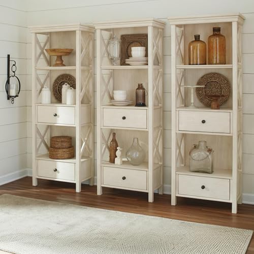 Image of Signature Design by Ashley Bolanburg Display Cabinet Bookcase, Tall White
