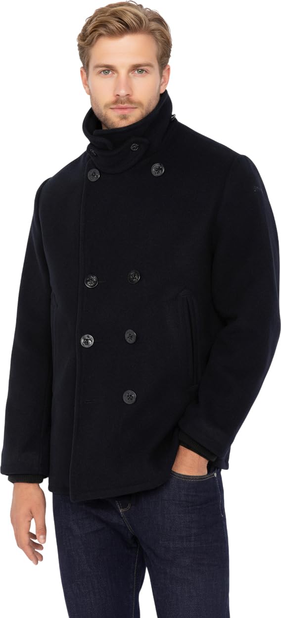 Schott NYC Seacoat Caban, Navy Scuro, L Uomo