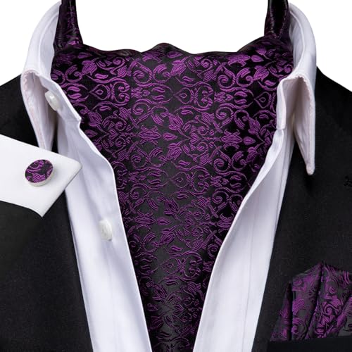 Image of Dubulle Paisley Floral Ascot for Men Self Tie Mens Cravat and Pocket Square Cufflinks Wedding