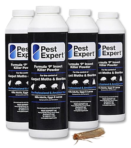 Pest Expert Carpet Moth Killer Powder XL pack size 4 x 300g - Fast-Acting & Long-Lasting Control for Moths, Eggs & Larvae - Professional Strength Control Approved for Amateur Use