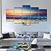 Pyradecor 5 Piece Extra Large Modern Seascape Artwork Gallery Wrapped Ocean Sea Beach Pictures Canvas Prints Waves Paintings on Canvas Wall Art for Living Room Bedroom Home Decorations XL