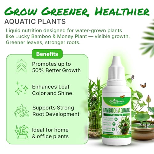 Image of Go Garden Lucky Bamboo Plant Liquid Fertilizer 50ml X 2 | Bamboo & Aquatic Plant Food for Money Plant, Lotus & Water Plants | Growth Booster for Healthy Roots & Greener Leaves | Easy Drop Formula