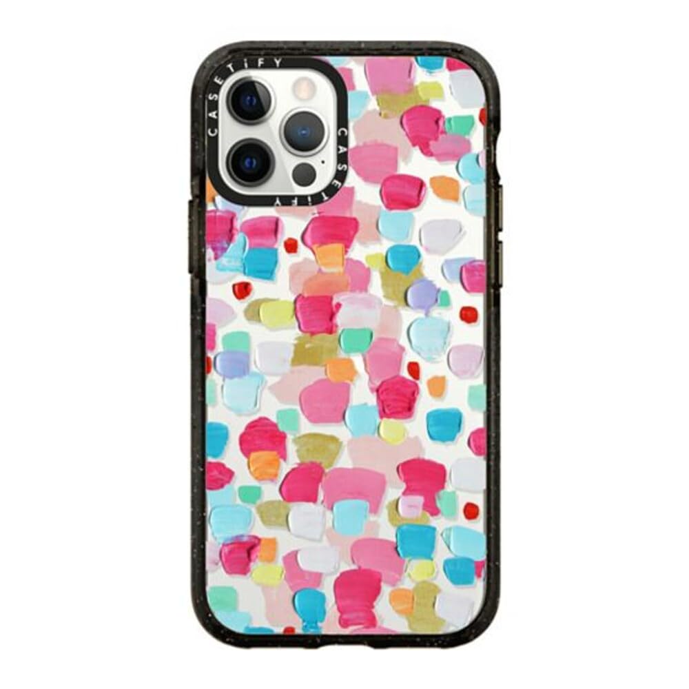 CASETiFY Impact Case for iPhone 12/ iPhone 12 Pro - Magenta Confetti - Clear Black