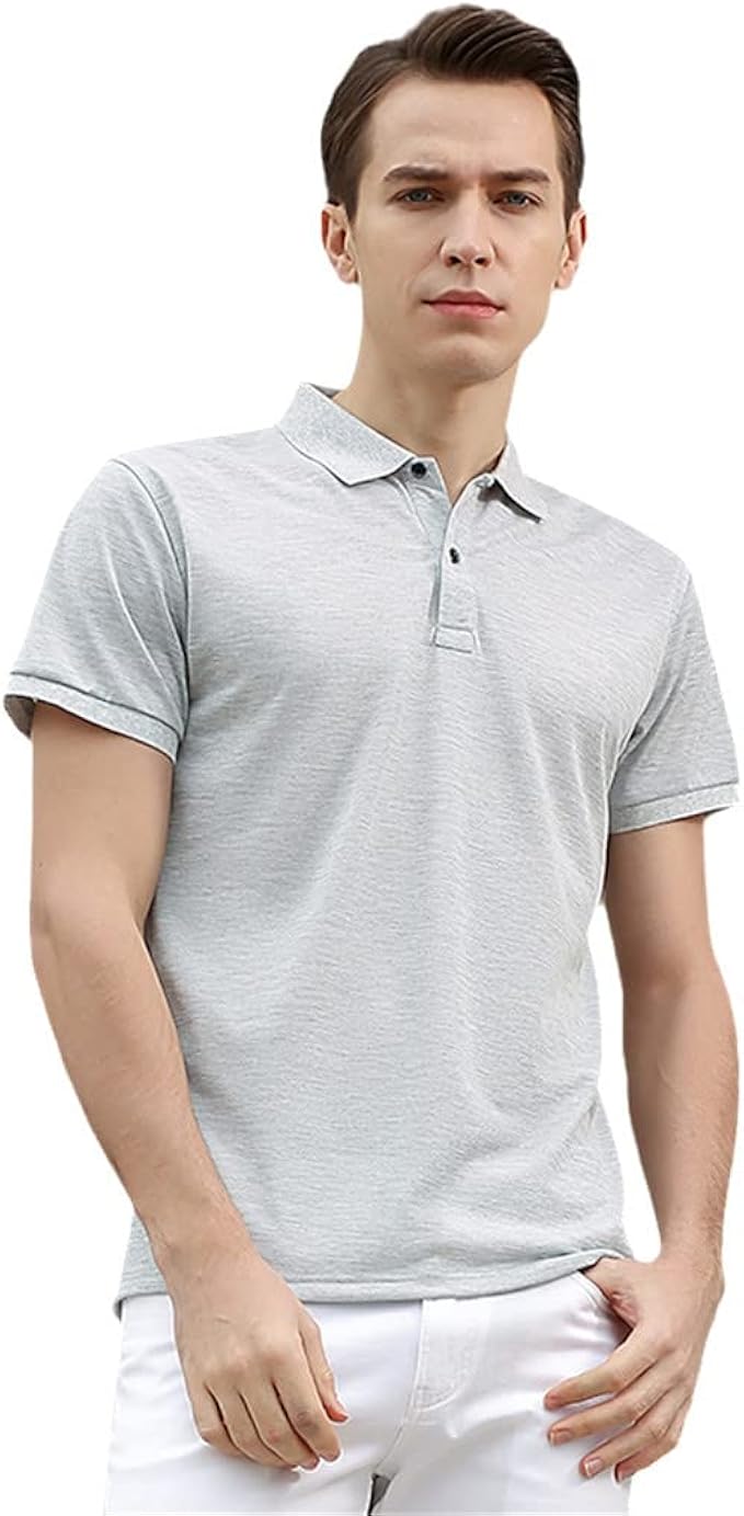Amazon 男性夏のビジネスカジュアルスタイルポロシャツメンズ半袖スリム無地ポロシャツ Tシャツ Gray Xxl アウトドア シャツ 通販