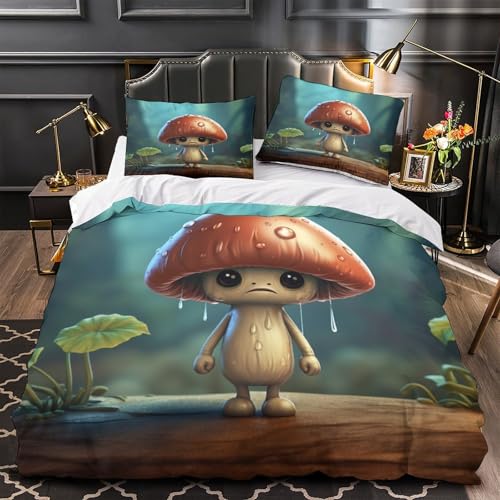 Housse de couette élégante motif champignon 3 pièces 140x200 - 4