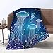 Yunine Undersea Blanket, Magic Glowing Jellyfish Underwater Home Decor Blanket Soft Warm Blankets for Bed Couch Sofa Lightweight Travelling Camping 60 x 80 Inch Throw Size for Kids Boys Women