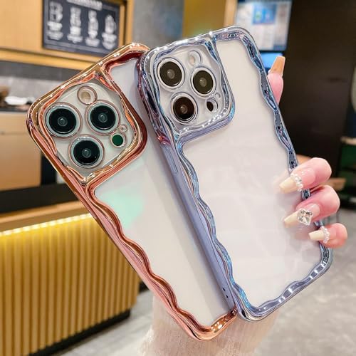 Coque iPhone 14 Pro Max argent vague au design galbé chic
