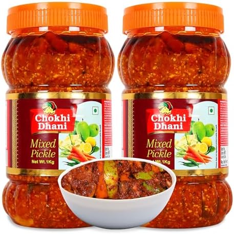Chokhi Dhani Mixed Pickle Pack of 2 (1kg Each) | Mix Achar | Tangy & Spicy Indian Pickle | Traditional Homemade Style | Aromatic Spices
