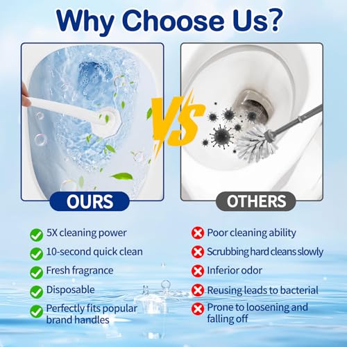 Image of 80 Count Disposable Toilet Brush Refills for Clorox Toilet Brushes | 5X Cleaning Power Scrubber Refill,High-Density Disposable Brush Refills,360 Efficient Cleaning,Fresh Fragrance