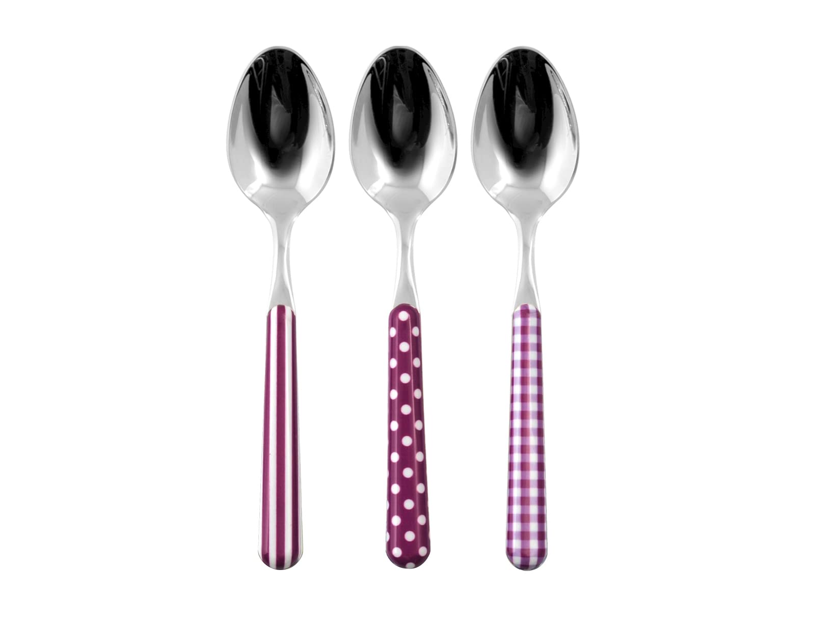 Home Provence Set 6 Cucchiai da Tavola in Acciaio Inox, Manico Decorato Lilla con Fantasie Assortite, Lavabili in Lavastoviglie